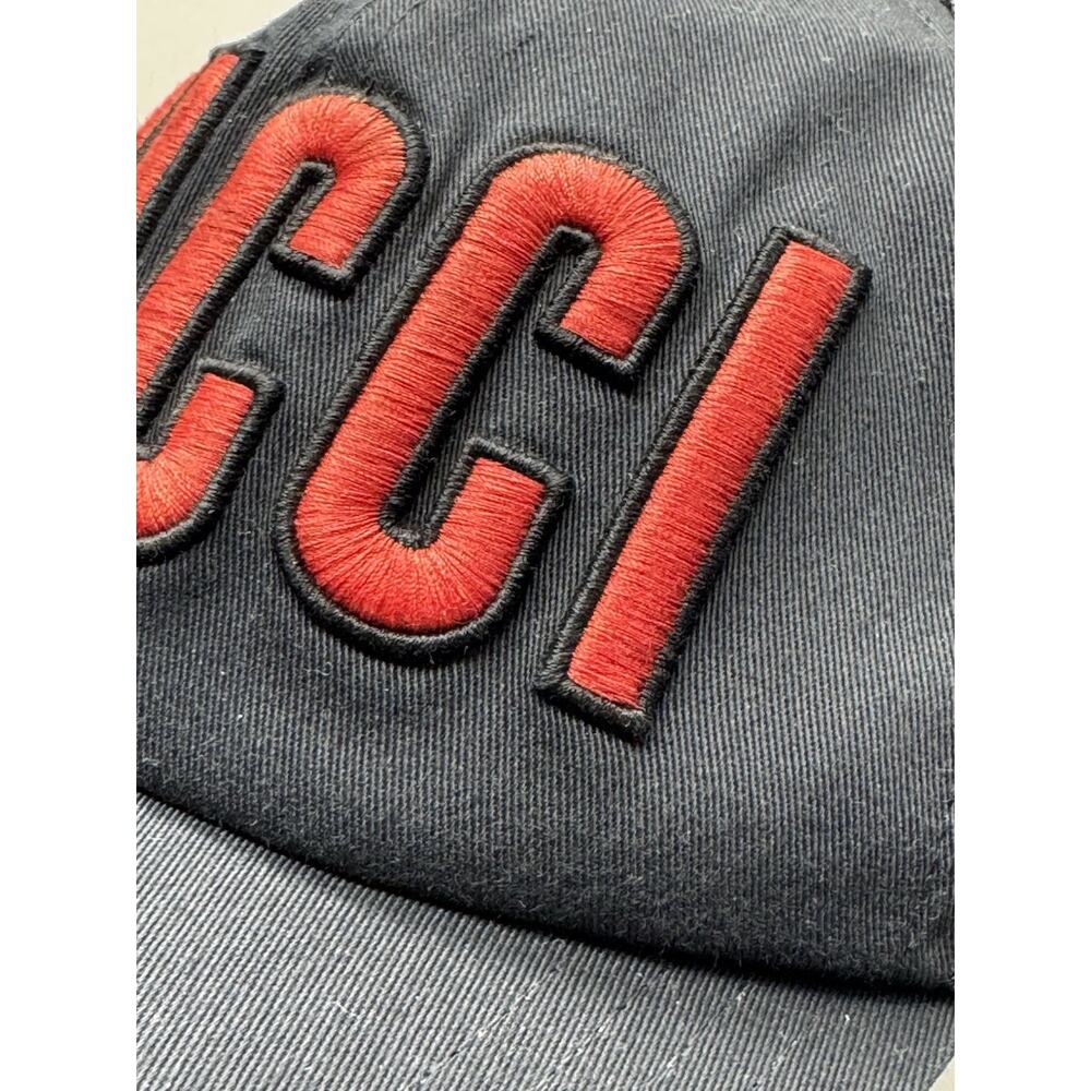 GUCCI Black Red Embroidered Logo Adjustable Leather Strap Trucker Cap - Picture 7 of 10